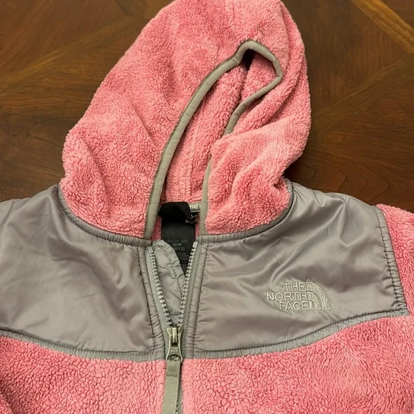 North Face Pink Fuzzy Jacket- size 10/12 - Picture 2 of 5
